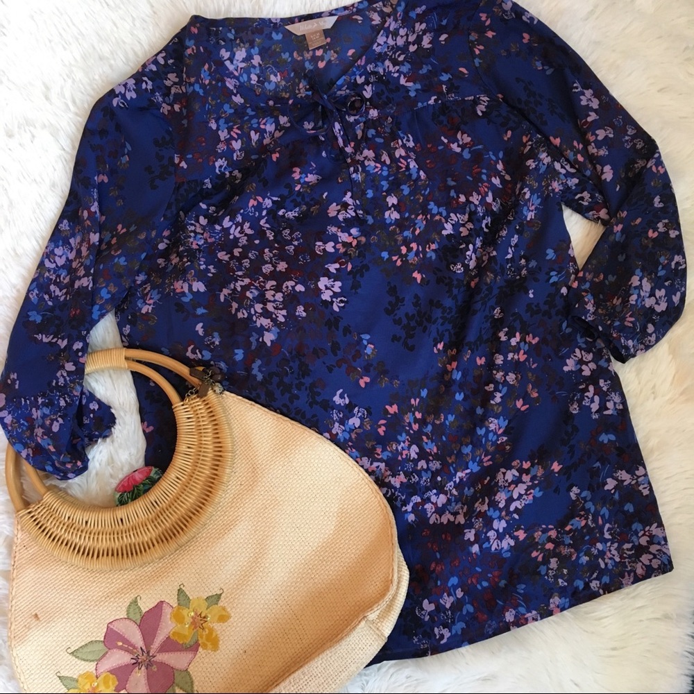 White Stag Blue Floral Blouse